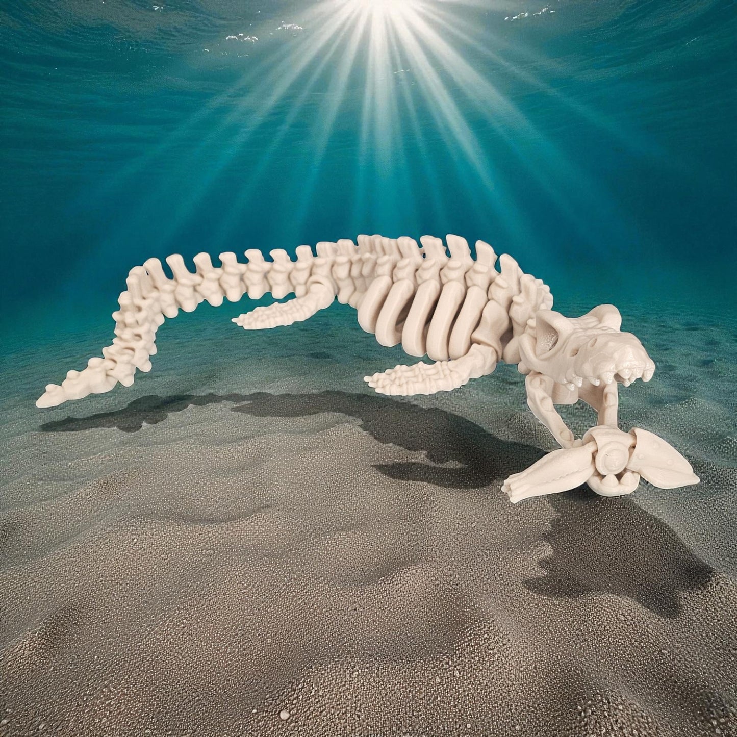 Skeleton Mosasaurus with Squid Snack