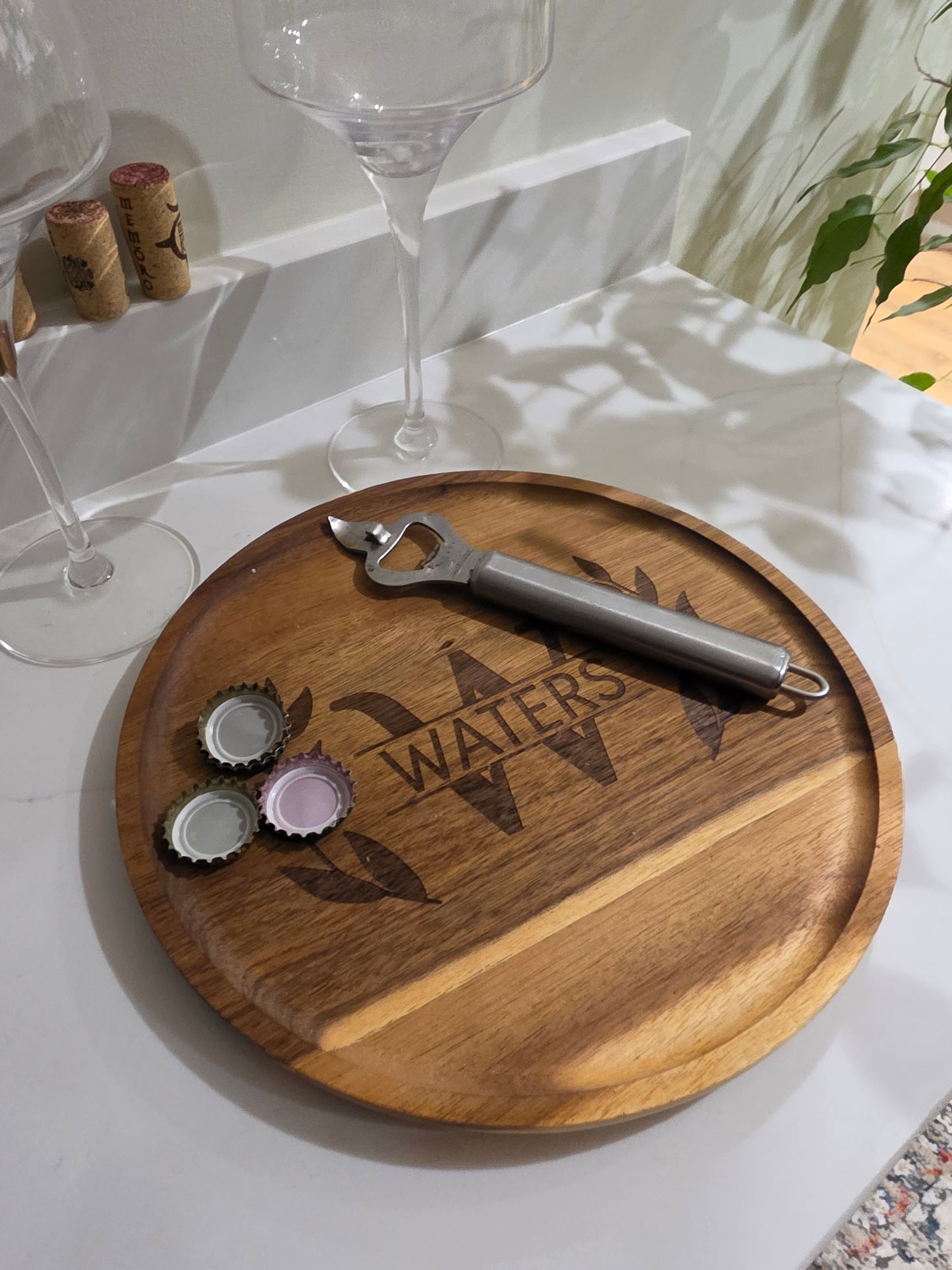 Personalised Acacia Wood Serving Tray | Custom Engraved Rustic Display Plate