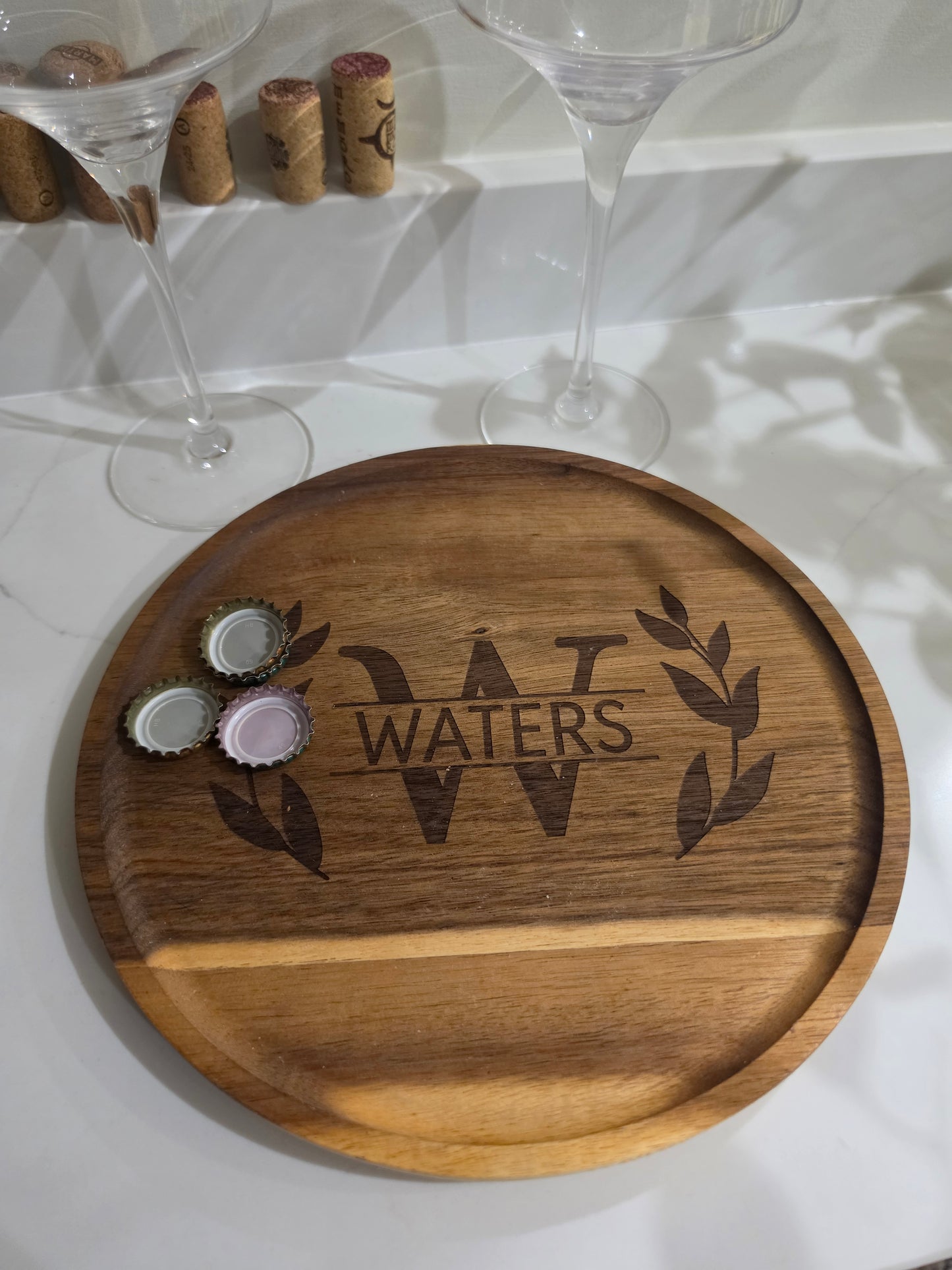 Personalised Acacia Wood Serving Tray | Custom Engraved Rustic Display Plate