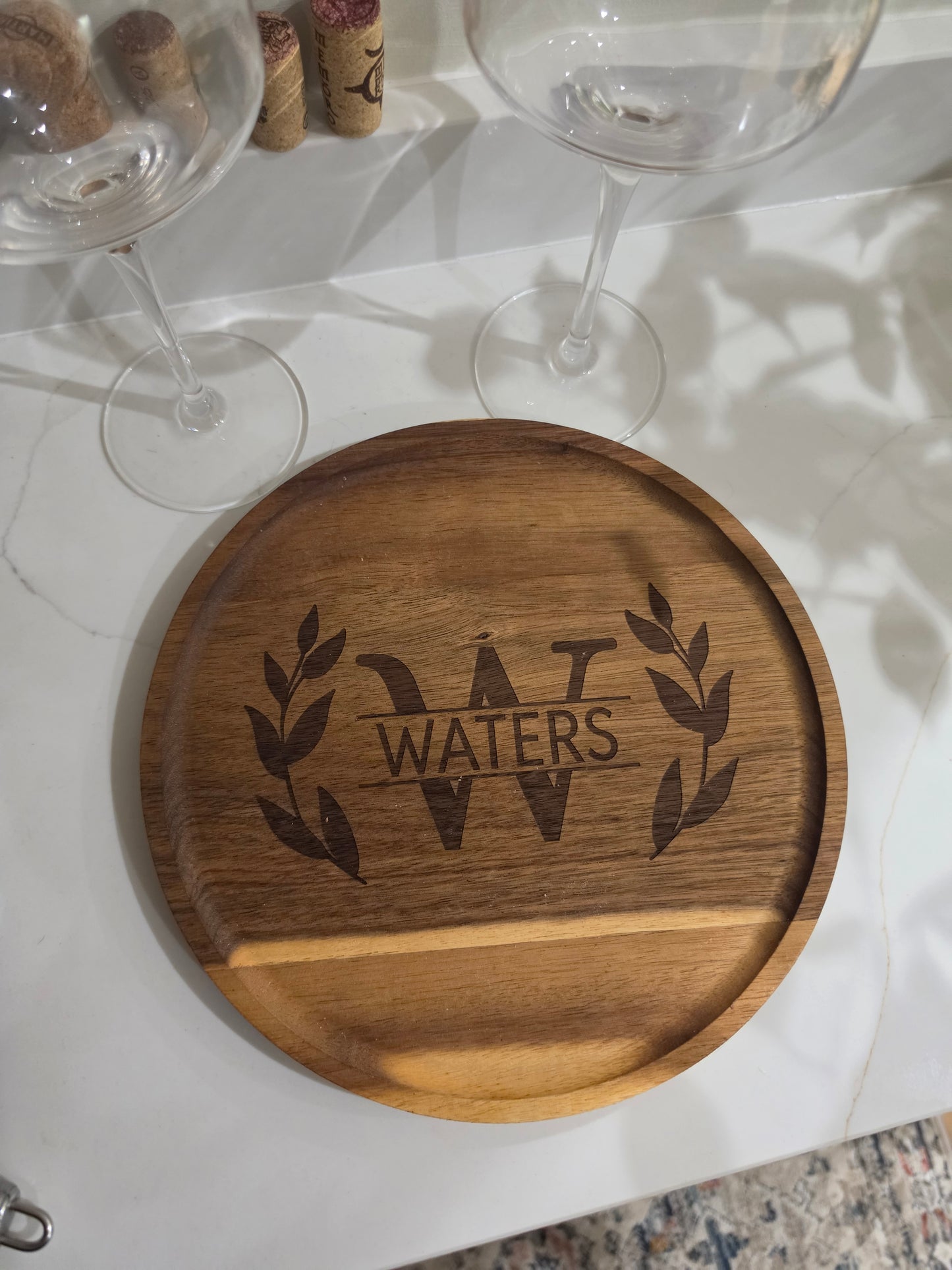 Personalised Acacia Wood Serving Tray | Custom Engraved Rustic Display Plate