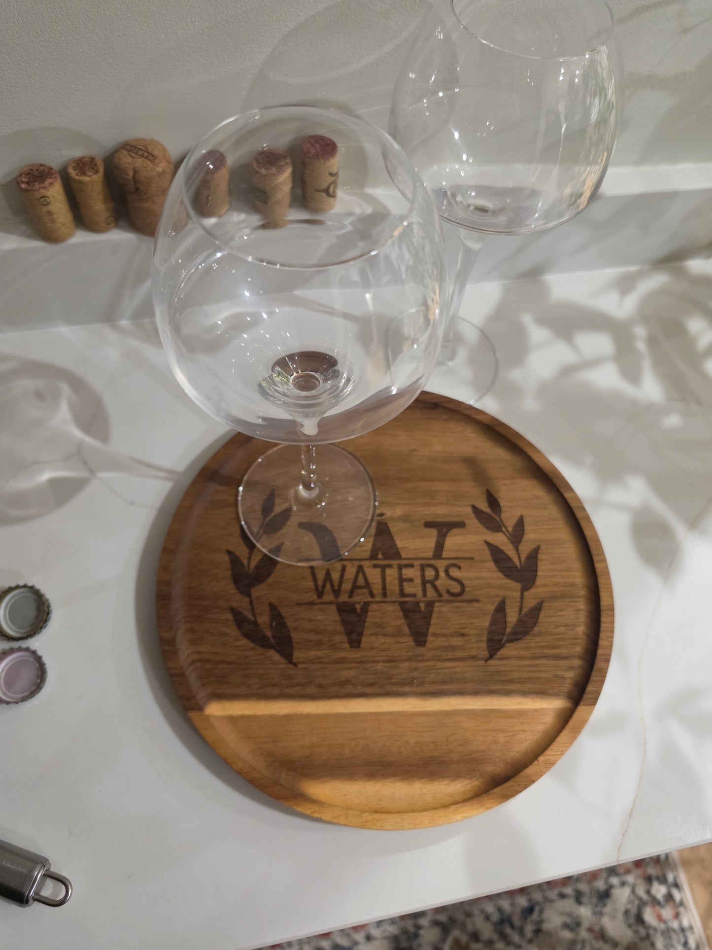 Personalised Acacia Wood Serving Tray | Custom Engraved Rustic Display Plate