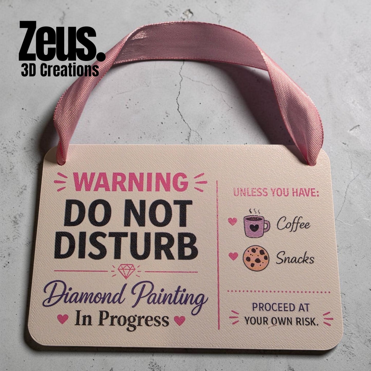 Do Not Disturb Diamond Painting Sign | Funny Diamond Art Door Hanger | Craft Room Sign | Diamond Painting Accessories